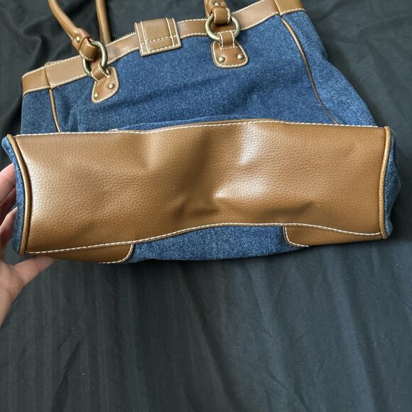 Gap Denim & Leather Trim Shoulder Bag Tote Bag - Picture 3 of 15